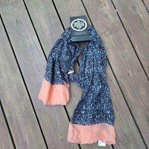 NWT- Perfectly Adjusted Scarf- Black/Orange- Screen Dyed- Wide & Long